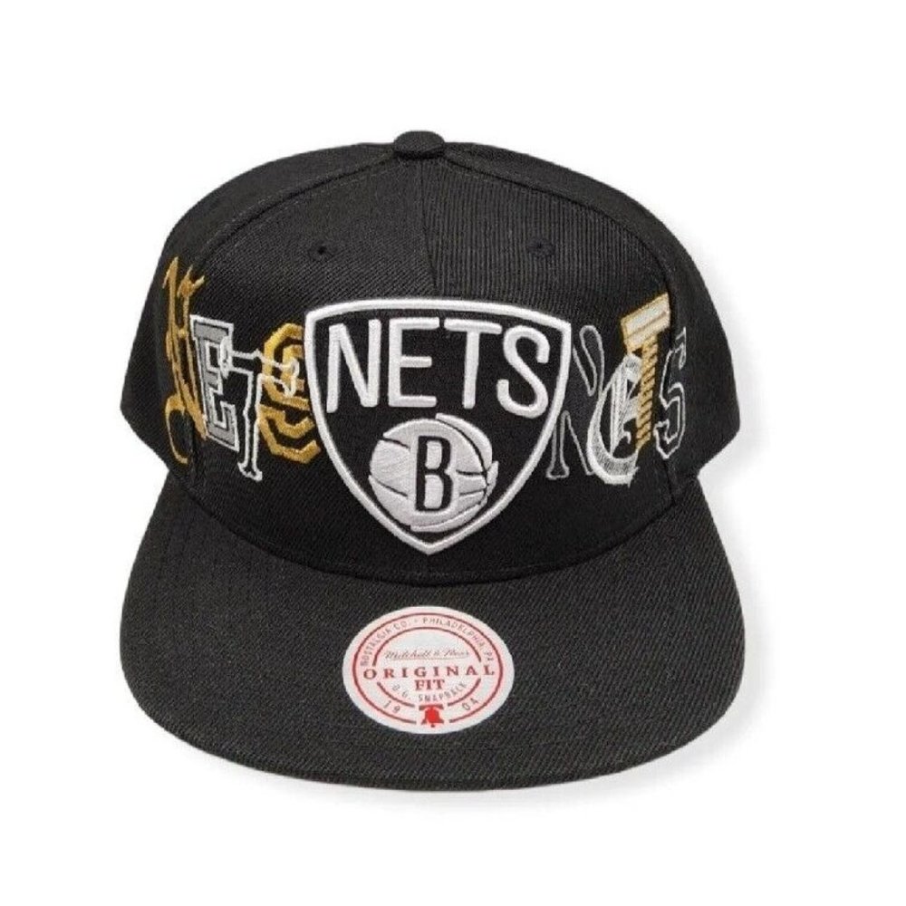 Mitchell & Ness Brooklyn Nets Hype Type Adjustable Snapback Hat Cap